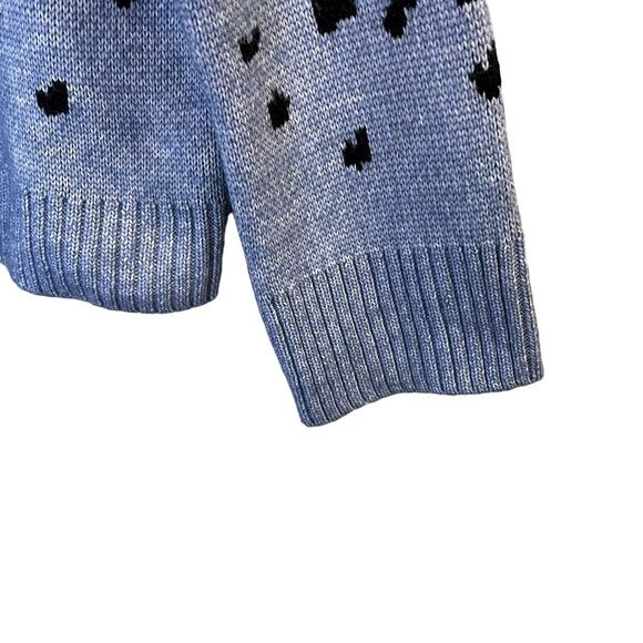 Nine West Petite Size PS Leopard Crop Pullover Sweater Blue Knit Cozy NWOT - Picture 6 of 12